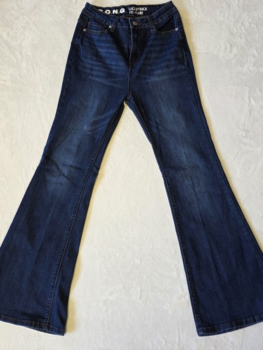 S.O.N.G. Lace Up Back Flare Jeans Women's 5/27 Dark Wash Y2K Denim